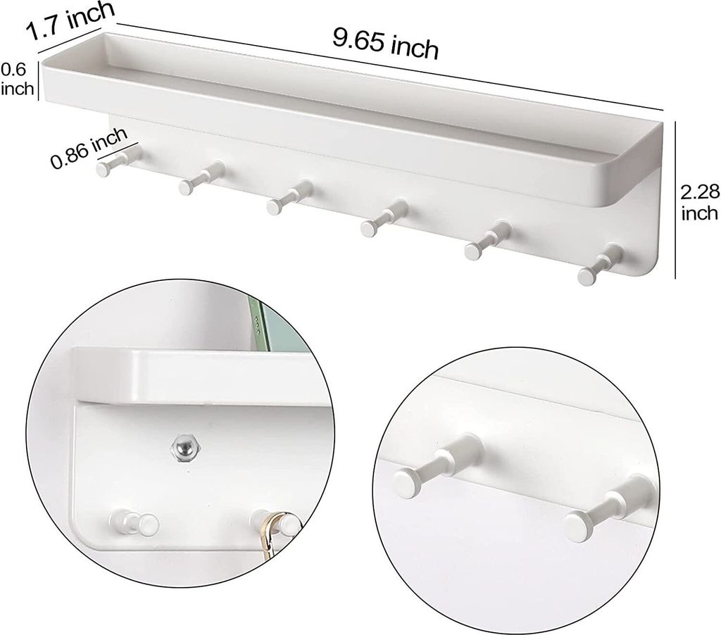 Schlüsselbrett mit Ablage, ohne Bohren, Key Rack Wand mit 6 Produktbild 3
