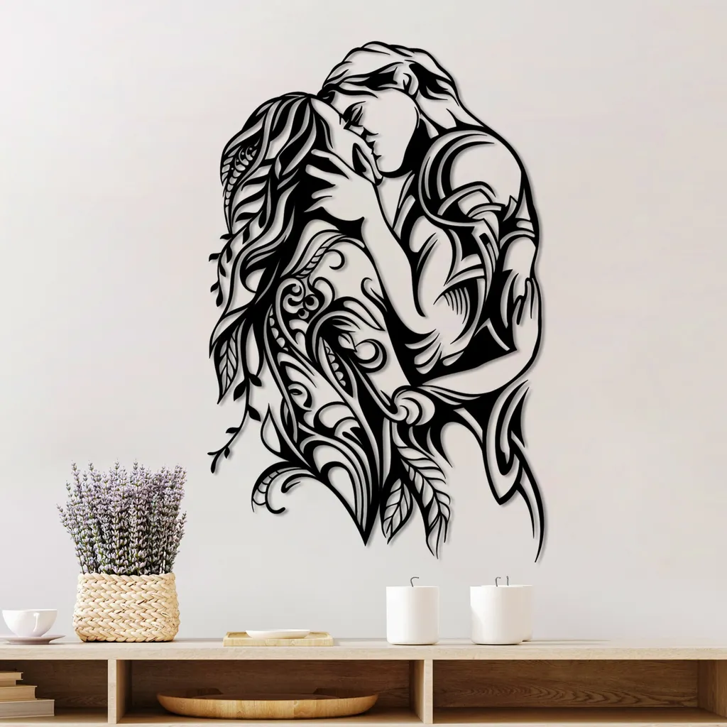 Décoration de Chambre ou Salon : Wallity Kiss Métal Noir 78 x 50