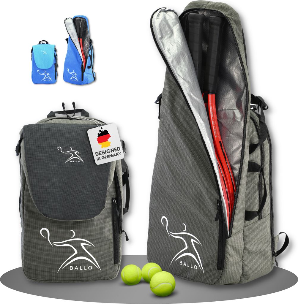 BALLO® Tennisrucksack Tennistasche [NEUHEIT] Schlägertasche Rucksack Tasche Tennis Badminton | Damen Herren mit Schuhfach & geschlossenem Schläger Fach
