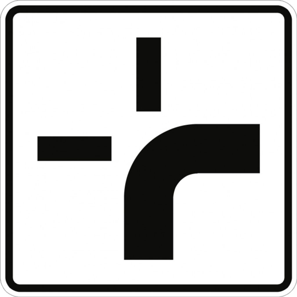 Verkehrsschild VZ1002-20, Verlauf der Vorfahrtstraße an Kreuzungen, Alu, RA2,...