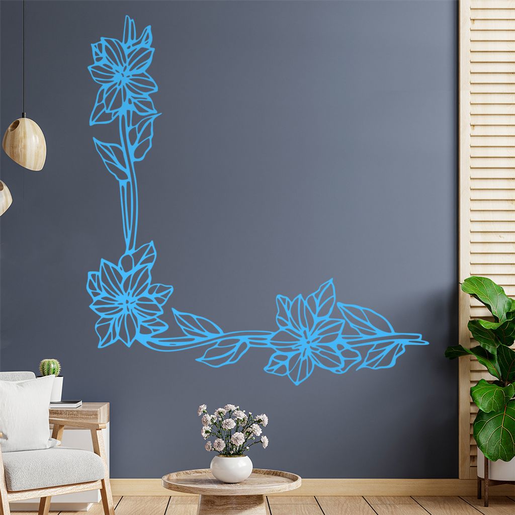 Blumen - Ranken Wandtattoo in 6 Größen - Wandaufkleber Wall Sticker - Dekoration, Küche, Wohnzimmer, Schlafzimmer, Badezimmer