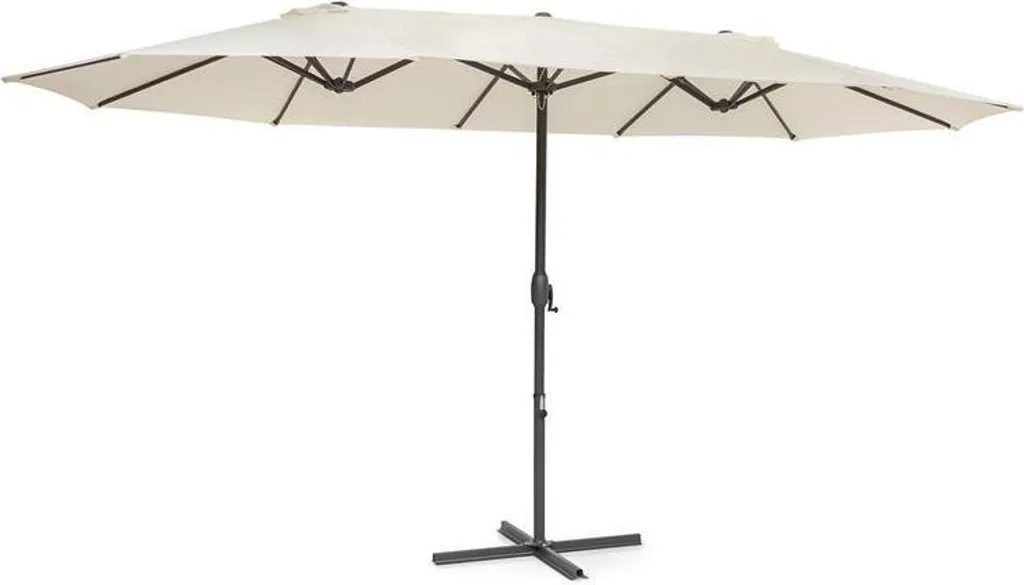 Grand parasol de jardin rectangulaire Twin Peaks crème 460cm hydrofuge UV50