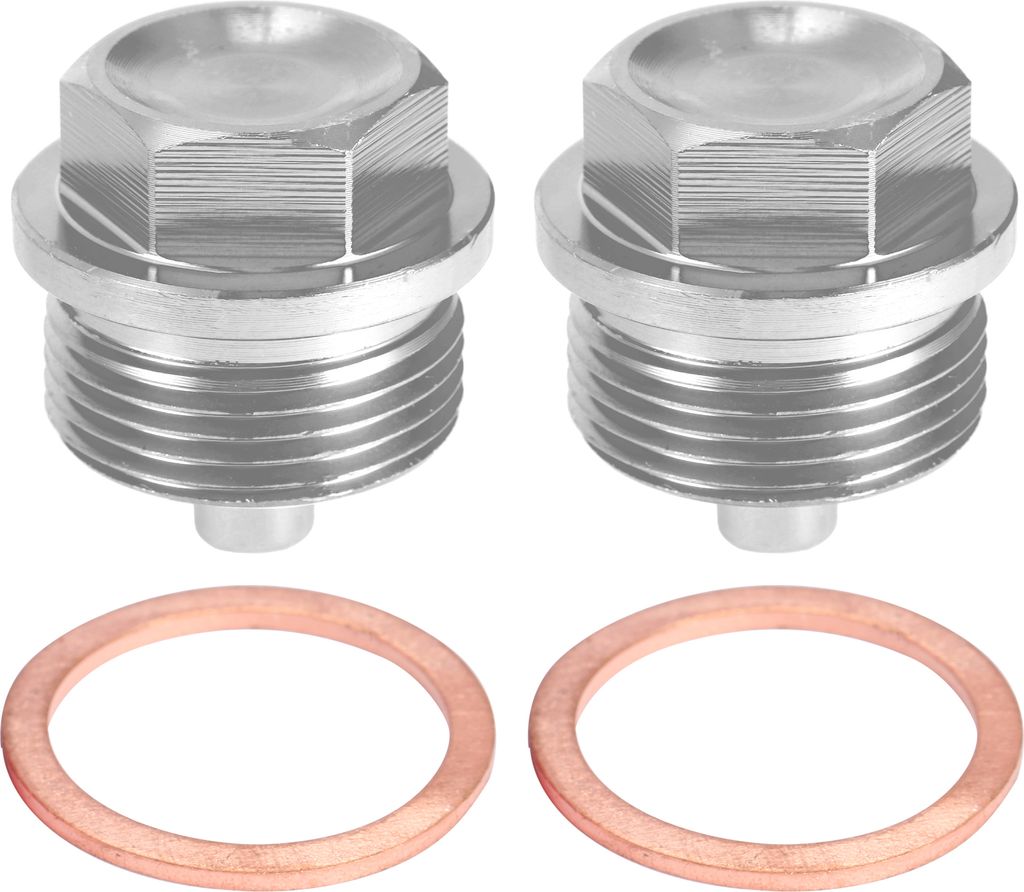 2 Satz M24x1,5 Ölablassschraube, magnetische Aluminiumlegierung Ölablassmutter mit 2 Unterlegscheiben für Auto, Motorrad, Silberton