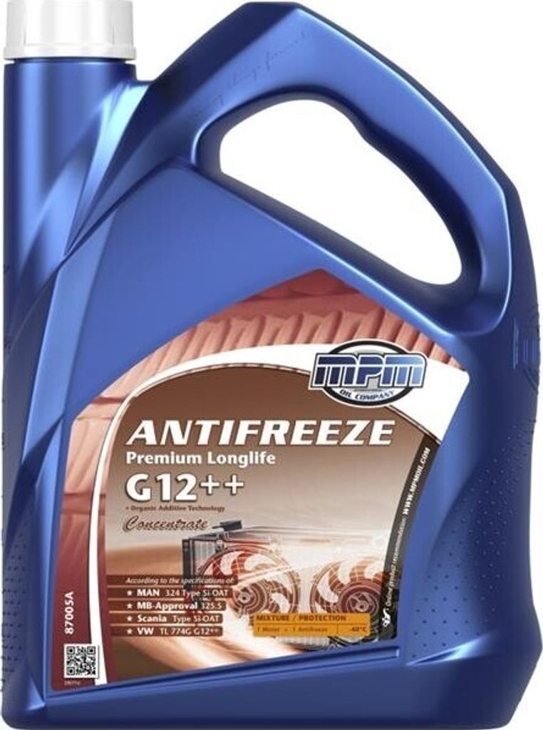 MPM Premium Longlife G12++ Kühlmittel Kühlerfrostschutz 5L Rot -40° (50%)°C Antifreeze Konzentrat G12++