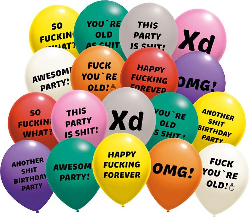 Luftballons, lustig, witzig, frech, Geburtstag, 18 Stück