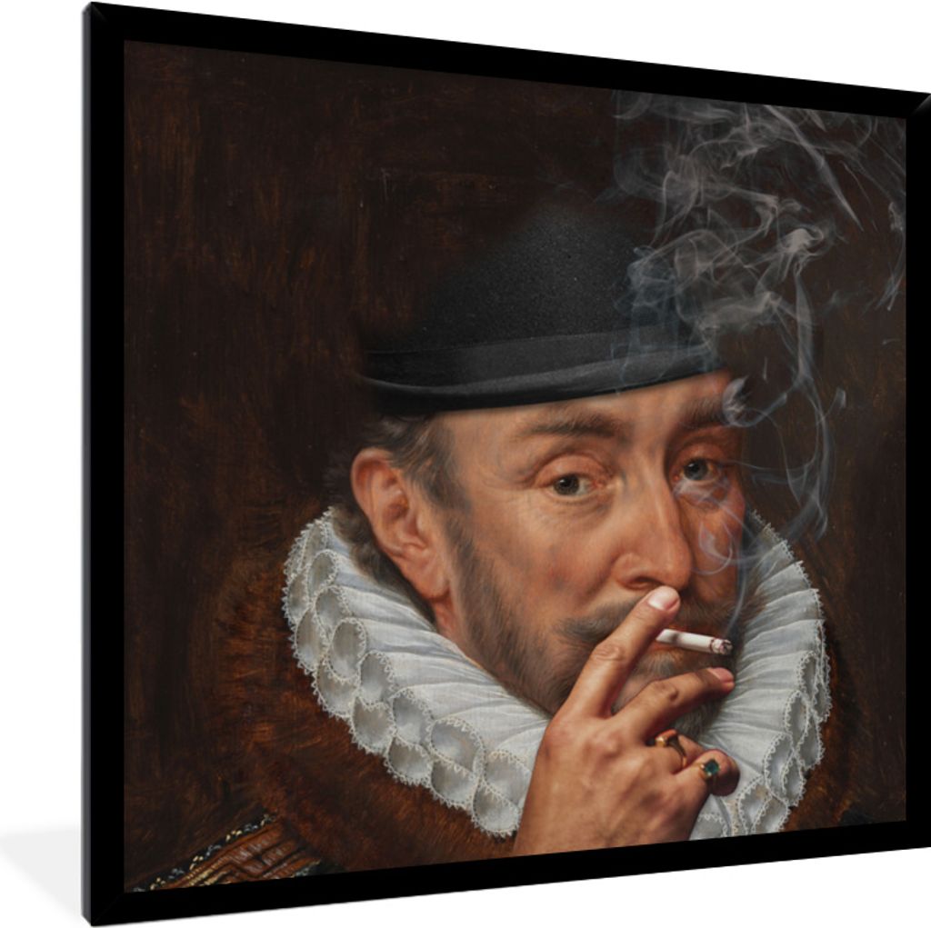 MuchoWow MuchoWow Gerahmtes Poster Wilhelm von Oranien - Kunst - Rauchen 40x40 cm - Poster mit zchwarzem Bilderrahmen - Mit Rahmen - Wanddekora...