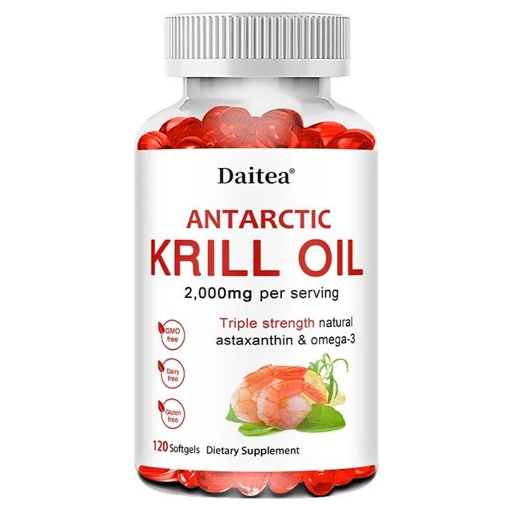 Antarctic Krill Oil 2000mg (120 Kapseln) Nahrungsergänzungsmittel, Herz, Kreislauf, Gelenke, Gehirn, Knochen, Omega-3 EPA, DHA, Astaxanthin