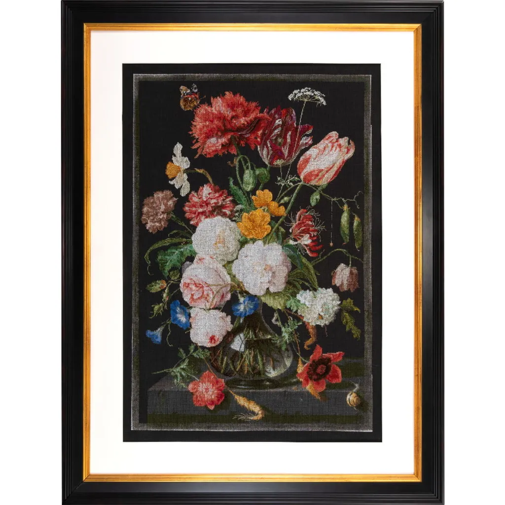 Kit de broderie d’art Nature morte Jan Davidsz de Heem sur toile noire 49x72