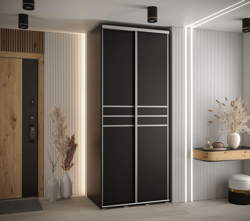 Kleiderschrank YVONA 10 - 110/60 cm, schwarz/silber