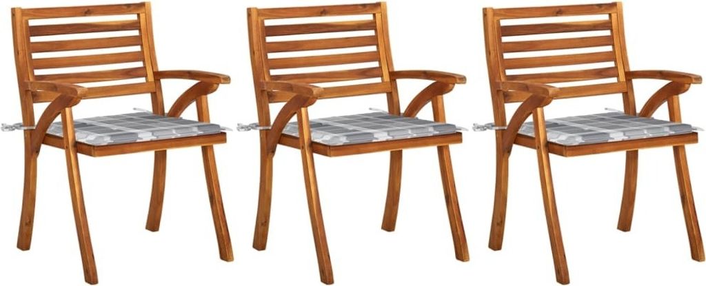 Möbel Outdoor Relaxsessel,Balkonstuhl Garten-Essstühle mit Kissen 3 Stk. Massivholz Akazie DE98212