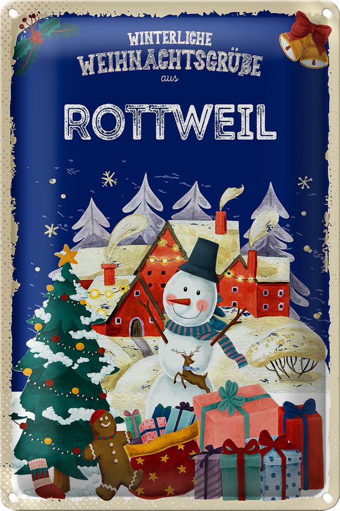 Blechschild Weihnachtsgrüße ROTTWEIL 40x30cm