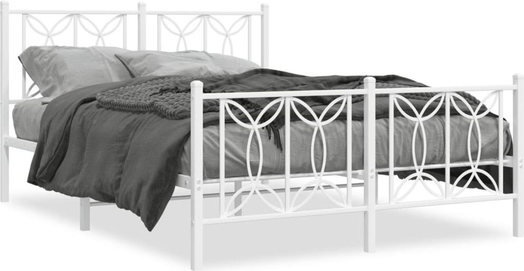 "2026 Promotion" Bettgestell moderne - mit Kopf- und Fußteil - Metall Weiß - 140x200 cm - Polsterbett CC22812