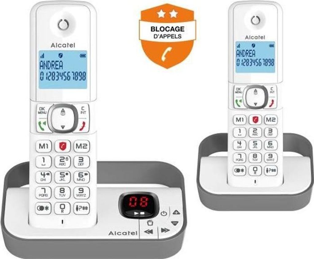 Bezdrátový pevný telefon ALCATEL F860 voice duo grey, Obrázek produktu 