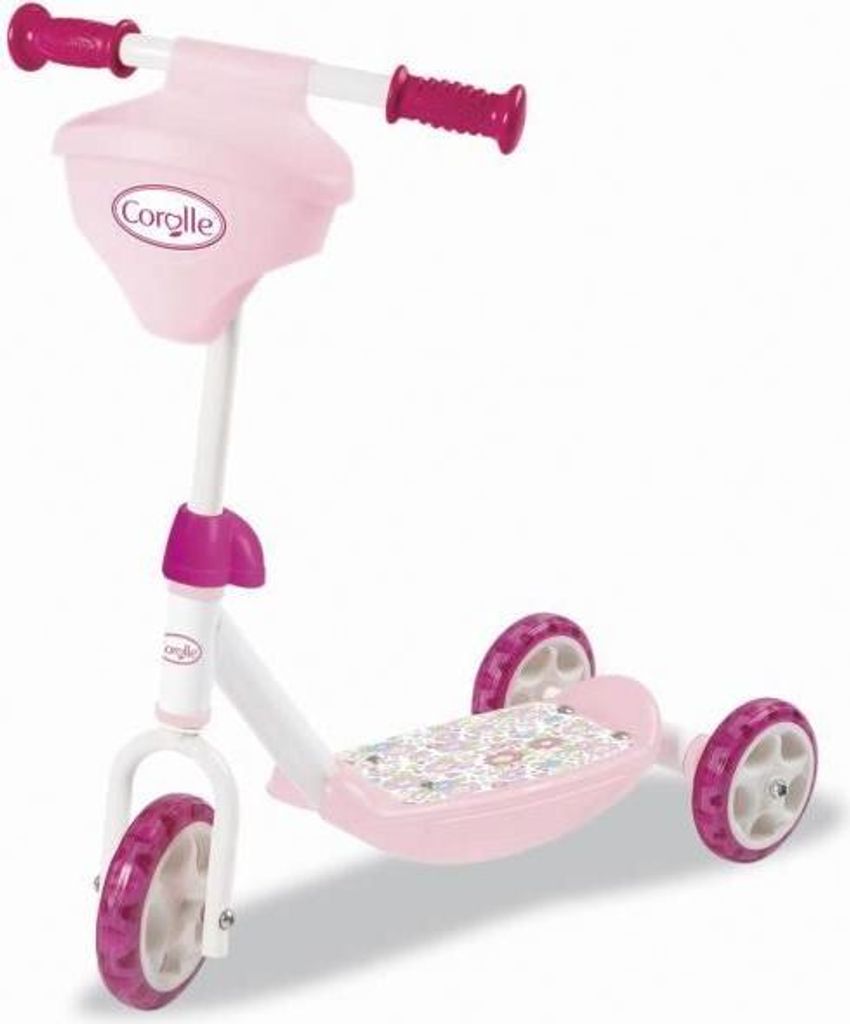 Dreiradroller, Smoby Corolle, Lenker verstellbar bis 67cm, Integrierter Puppenhalter, Ab 3 Jahren, Rutschfestes Trittbrett