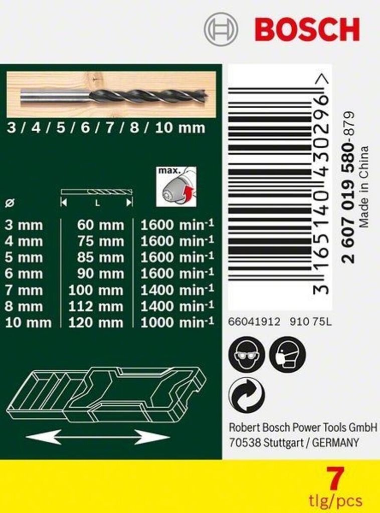 BOSCH 2607019580 BOSCH Mini-X-Line Holzbohrer-Set, 7-teilig Immagine del prodotto 