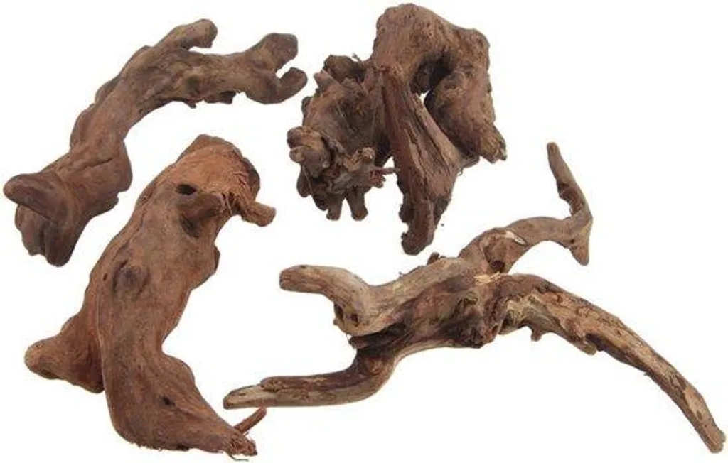 Décoration bois flotté pour aquarium et terrarium, 4 pièces uniques