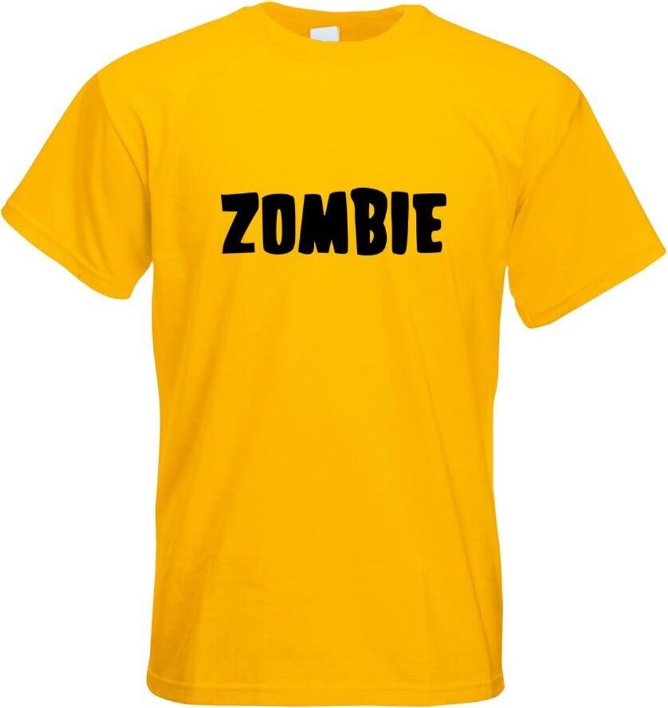 Kiwistar - T-Shirt - gelb - Zombie Wort Motiv Bedruckt Funshirt Design Print - mit Motiv Bedruckt - Funshirt Design - Sport - Freizeit - Herren - XXL