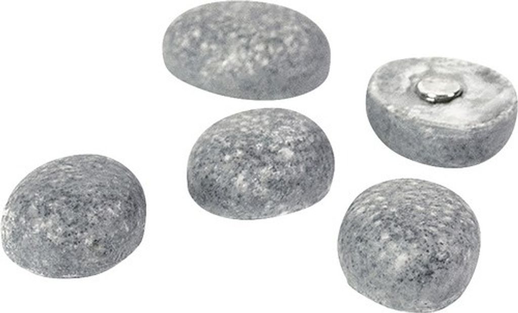 Stein Magnete im 5er Set aus grauen Kunstharz und Metall Produktbild 