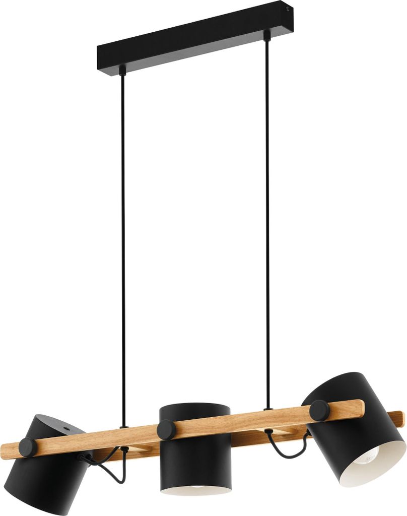 HORNWOOD Hängeleuchte Hängelampe Pendellampe Pendelleuchte - L78 x B21 x H110 cm - schwarz, creme - 3X60W exkl. - IP20
