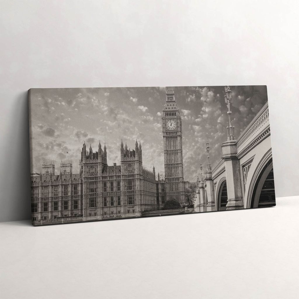 London England Big Ben – Leinwandbild Wandbild – 140x70 cm – Leinwandbilder – Wandbilder – Schlafzimmer – Flur
