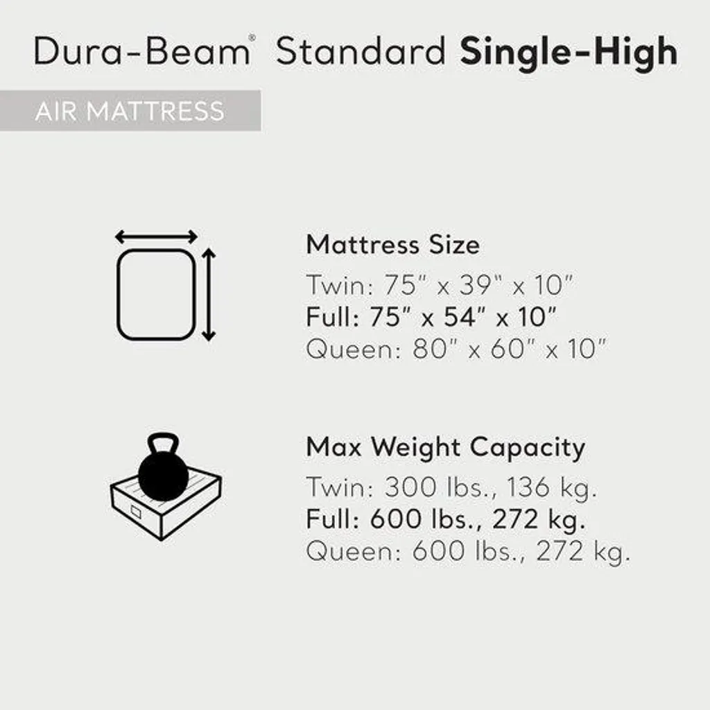 Matelas gonflable surélevé confortable avec pompe électrique intégrée 1P