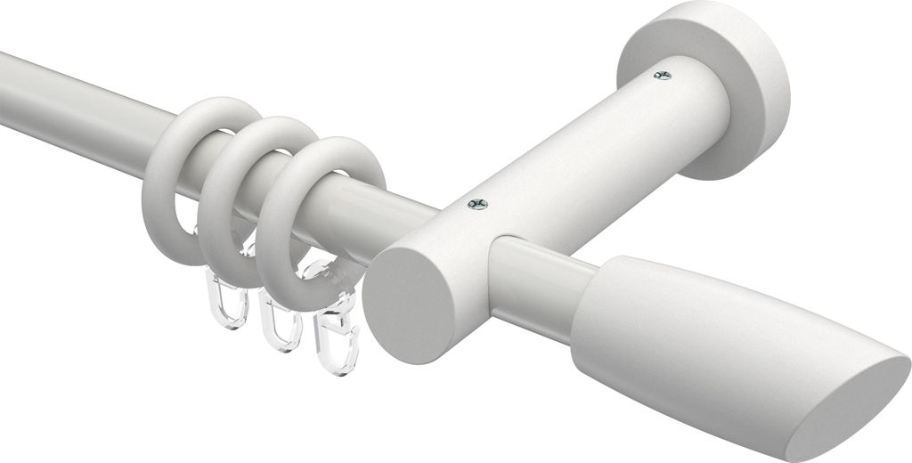 Interdeco Gardinenstange / Vorhangstange Weiß, Typ Talena Etta (Ellipse Schräge), 20 mm Ø 1-läufig, 100 cm
