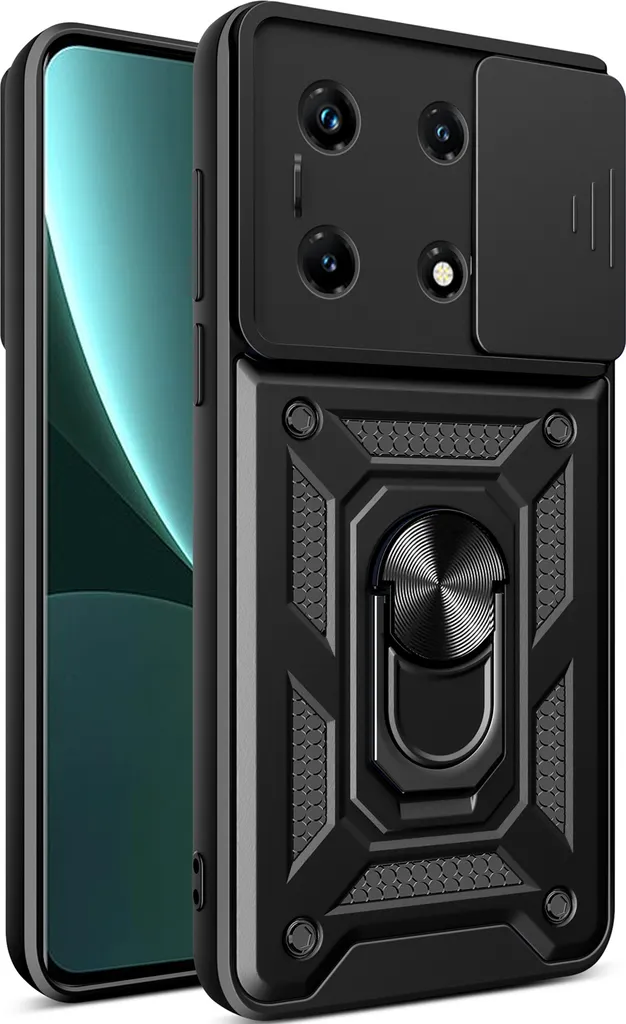 Custodia Infinix Note 30 Pro 4G Antiurto: Cover con Ring Holder Nero