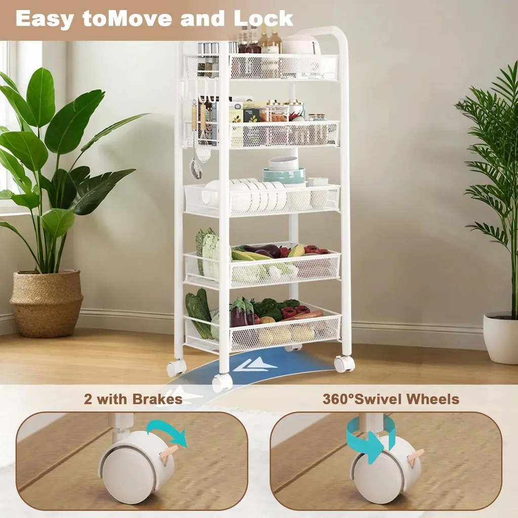 Étagère de cuisine à 5 niveaux extensible en acier blanc modèle Modulo - 3