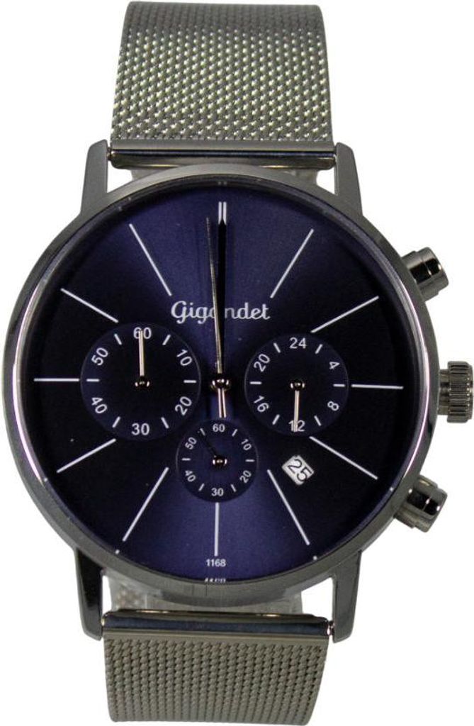 Gigandet Chronograph Armbanduhr Herren Damen Silber Blau Datum G32-014