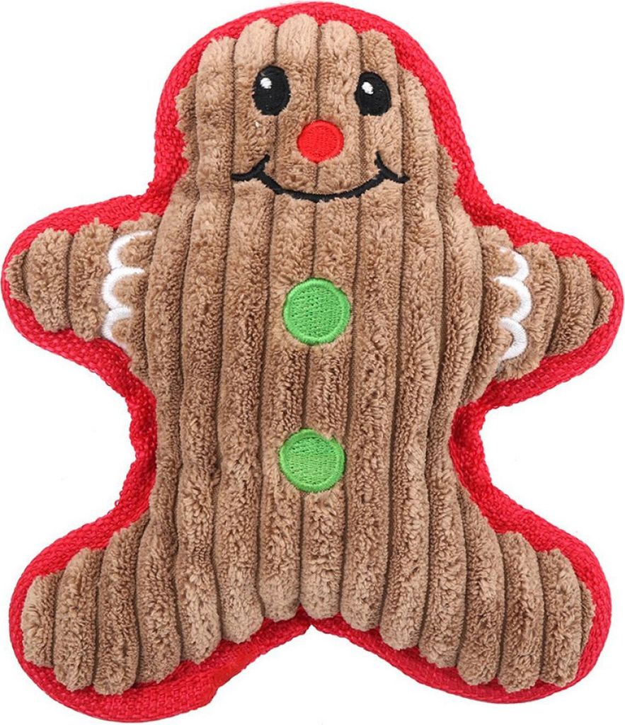 Weihnachts-Plüschspielzeug für Hunde – süßer Lebkuchenmann, quietschendes Hundespielzeug, interaktives Hundespielzeug für kleine Hunde und W...