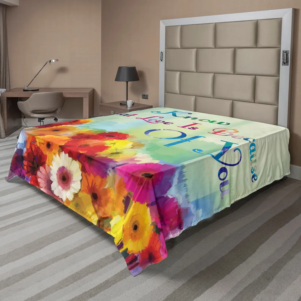 Drap de dessus Abakuhaus 260x228 cm avec motif floral et message d'amour