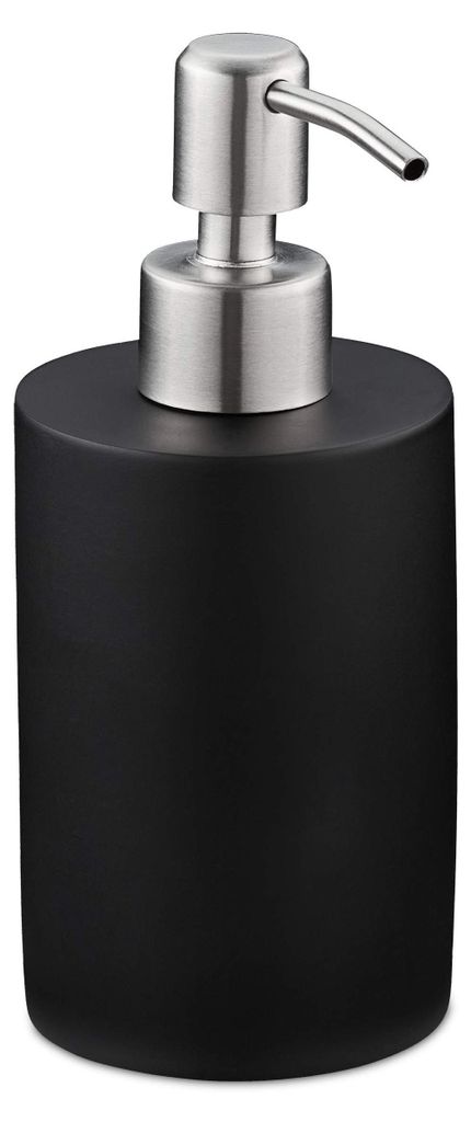 Seifenspender, 180 ml, nachfüllbar, für Bad, WC, Küche, Flüssigseifenspender, Polyresin, Edelstahlpumpe, schwarz