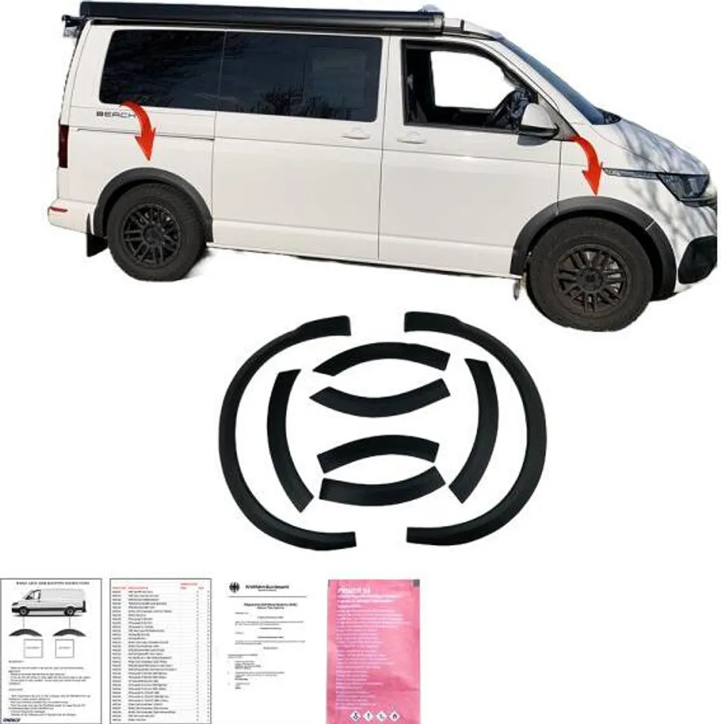 Élargissement passage de roue VW T6.1 noir mat homologué ABE 10 pièces