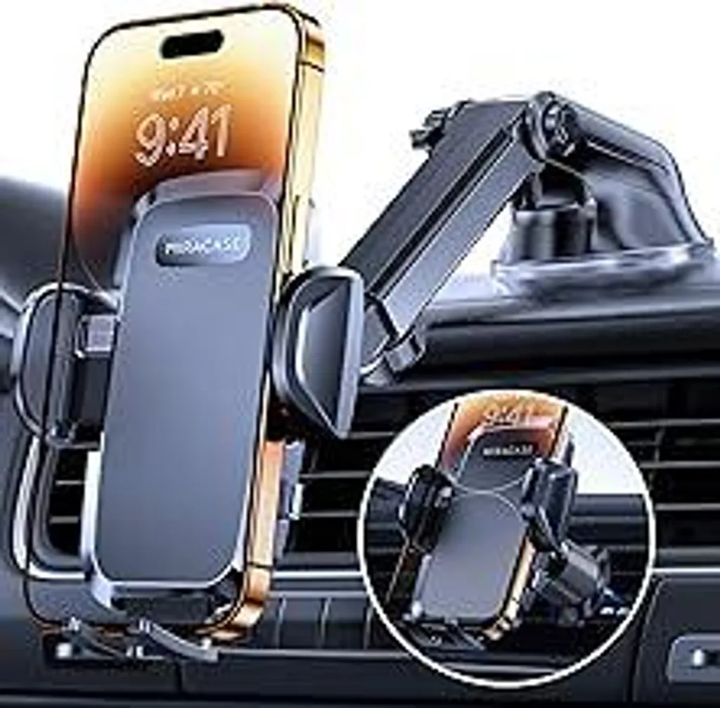 Portacellulare Auto Professionale Miracase - Ventosa e Doppio Gancio