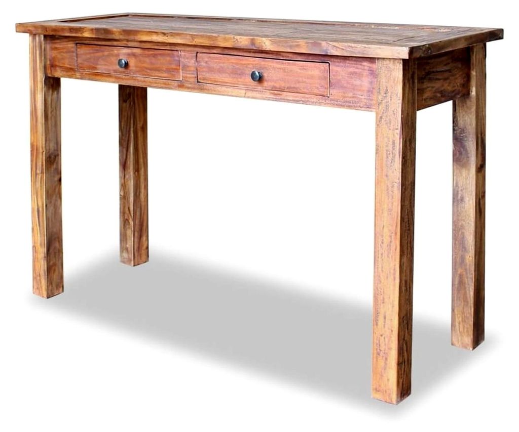 Konsolentisch, Sofatisch, Beistelltisch, Nachttisch, Laptoptisch, fur Wohnzimmer, Flur, Altholz Massiv 123 x 42 x 75 cm
