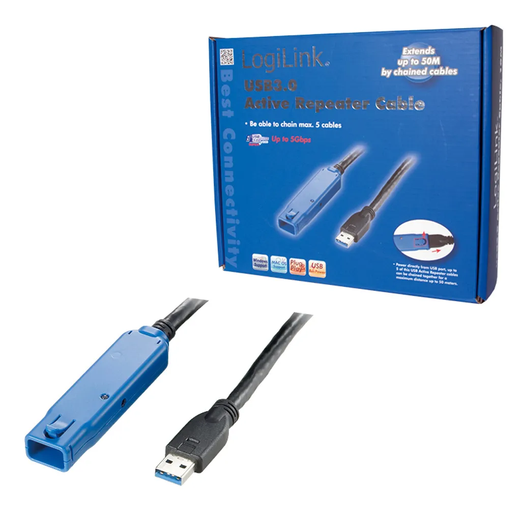 Rallonge USB 3.2 active 10m LogiLink UA0177 pour transfert rapide