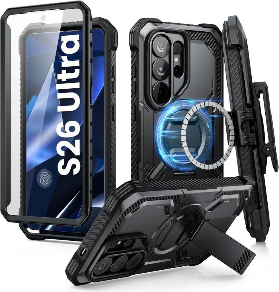 Handyhülle für Galaxy S26 Ultra, Supcase i-Blason Armorbox Mag KickStand Clip SP mit MagSafe, Schwarz