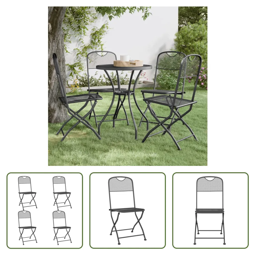 Set di 4 sedie da giardino pieghevoli in acciaio e Textilene | Leroy Merlin