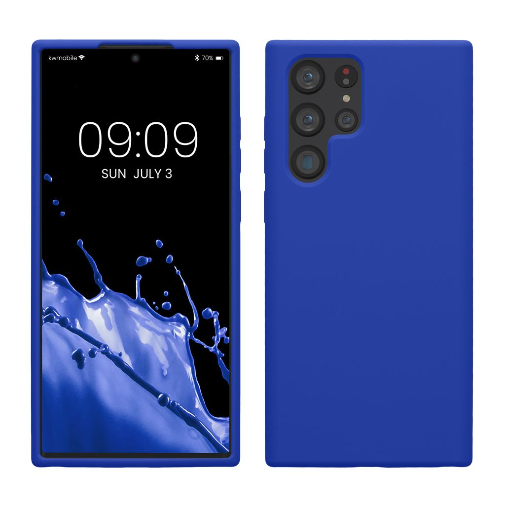 kwmobile Hülle kompatibel mit Samsung Galaxy S22 Ultra Hülle - Silikon Handy Case - Handyhülle weiche Oberfläche - kabelloses Laden - Baltik Blau