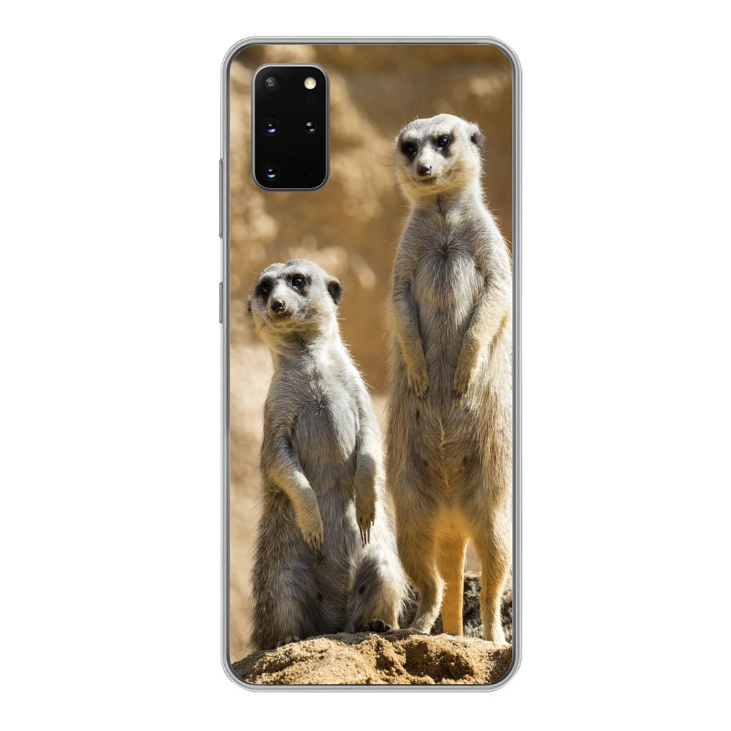 MuchoWow Handyhülle Schutzhülle Hülle für Samsung Galaxy S20 Plus Felsen - Erdmännchen - Tiere Silikon Softcase Handy Hülle - Hartschale