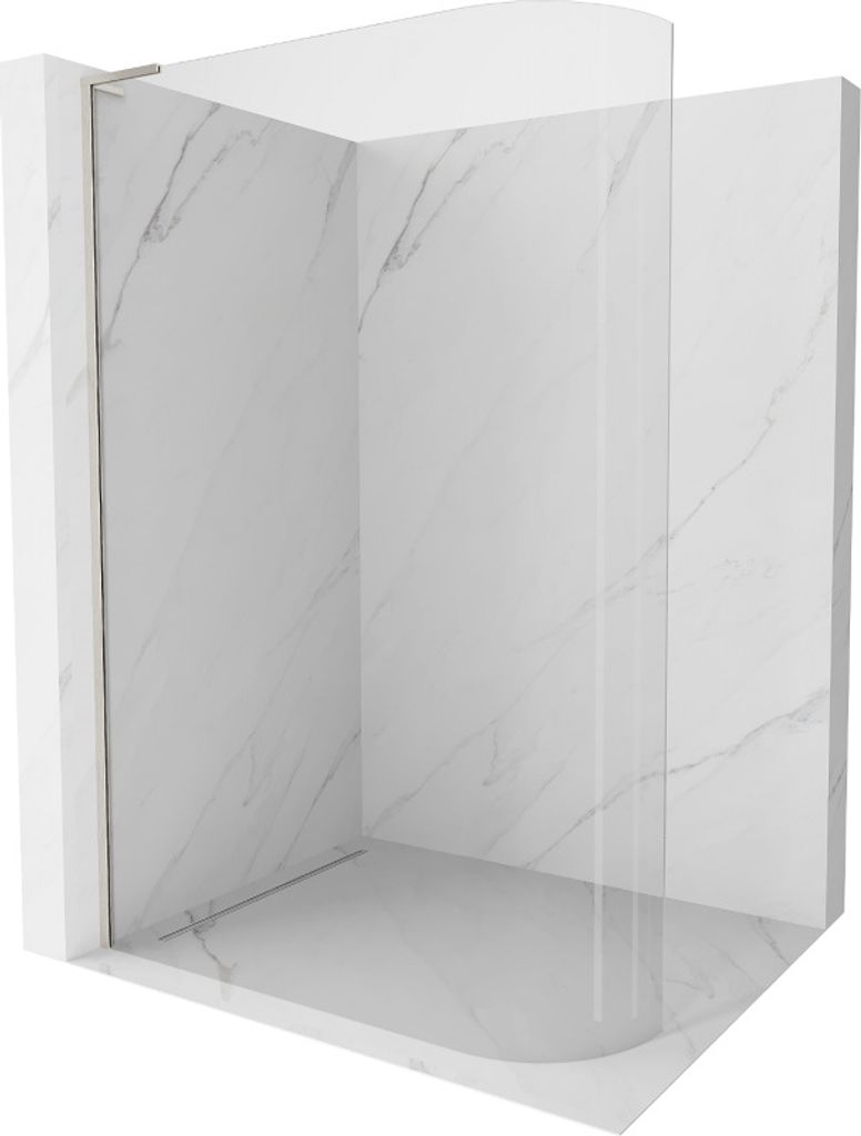 Mexen Kioto L Duschwand Rund Walk-in 110 x 200 cm, transparent, gebürstetes Nickel - 800-110-103-97-06
