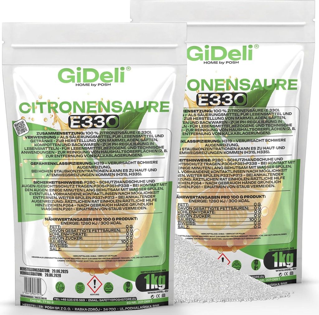 Zitronensäure 2kg Entkalker Citric Acid Produktbild 