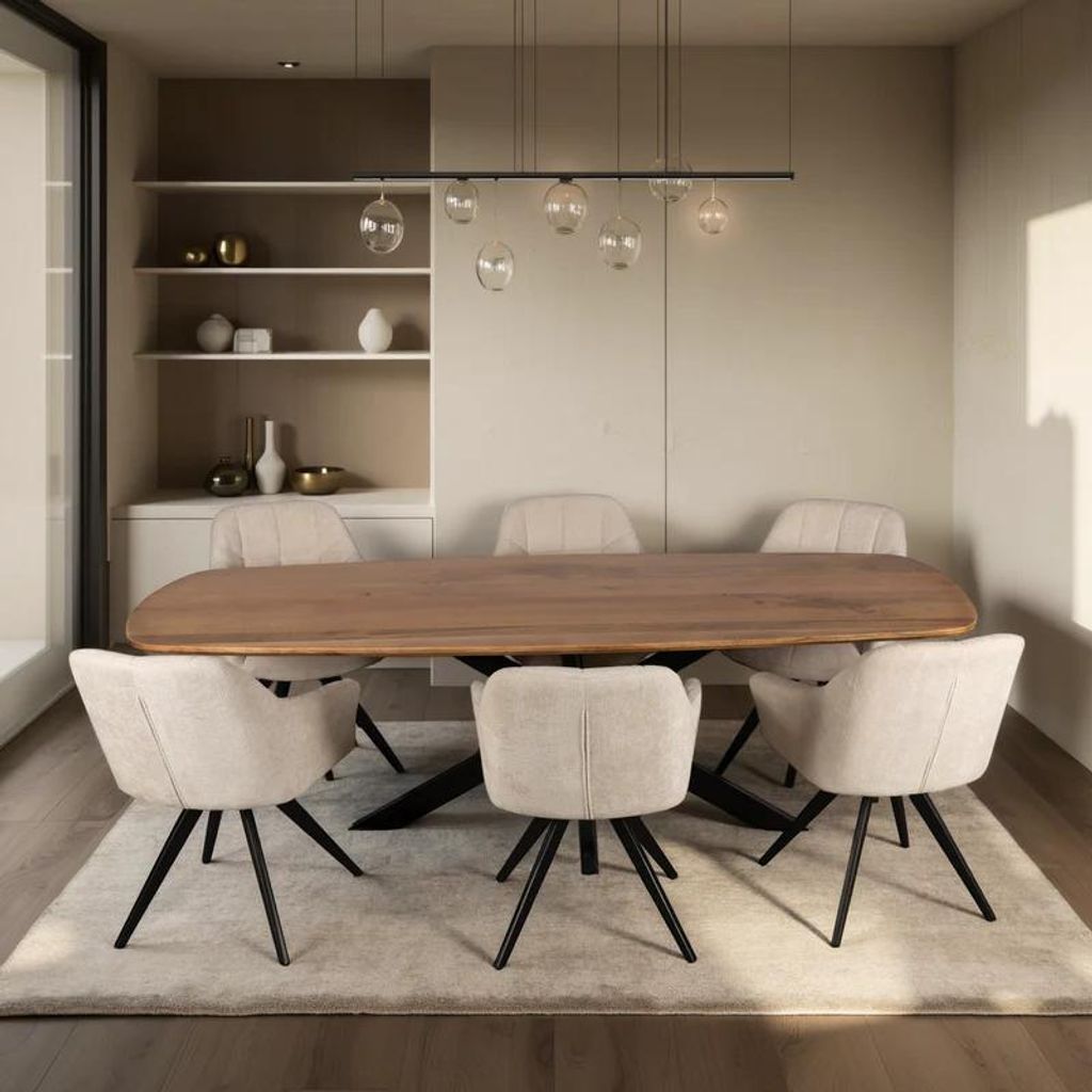 Zita Home Dänischer ovaler Esstisch – 220 cm – Natur – Mangoholz