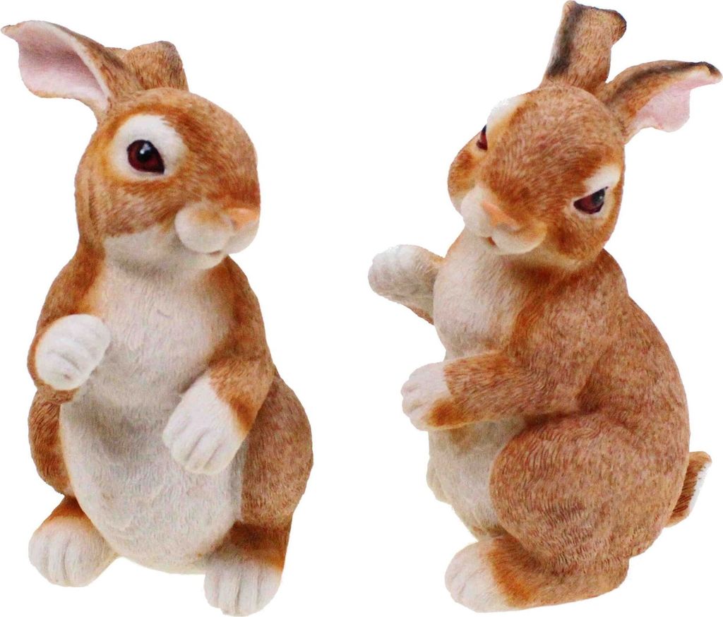 Hase braun H 14cm Polyresin Osterhase Kaninchen Krippe Streudeko Ostern, Menge:2 St.