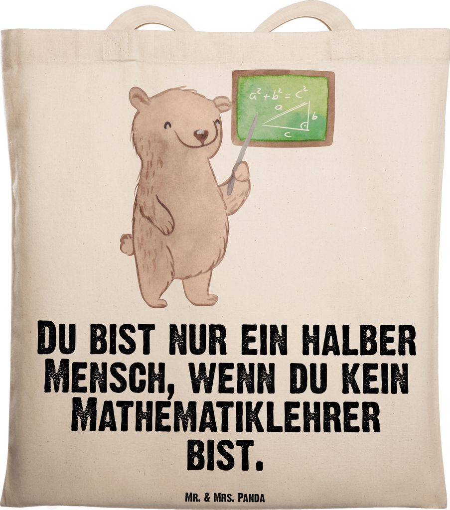 Mr. & Mrs. Panda Schultasche Mathematiklehrer Herz - Transparent - Geschenk, Tasche, Shopping, Einkaufstasche, Uni, Witzig, Stoffbeutel, Lustig, Sp...