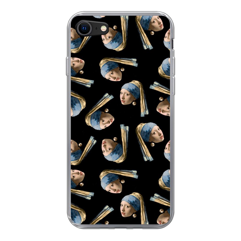 MuchoWow Handyhülle Schutzhülle Hülle für iPhone SE 2020 Das Mädchen mit dem Perlenohrring - Muster - Vermeer Silikon Softcase Handy Hülle ...