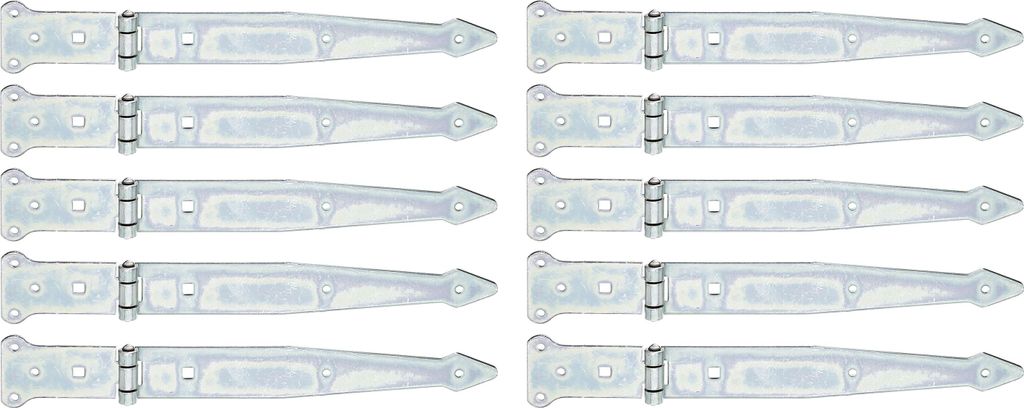 Alberts 845568 Werfgehänge, mit vernietetem Stift, galvanisch verzinkt, dickschichtpassiviert, Band 300 x 45 mm, Scharnier 101 x 63 mm, 10er Set