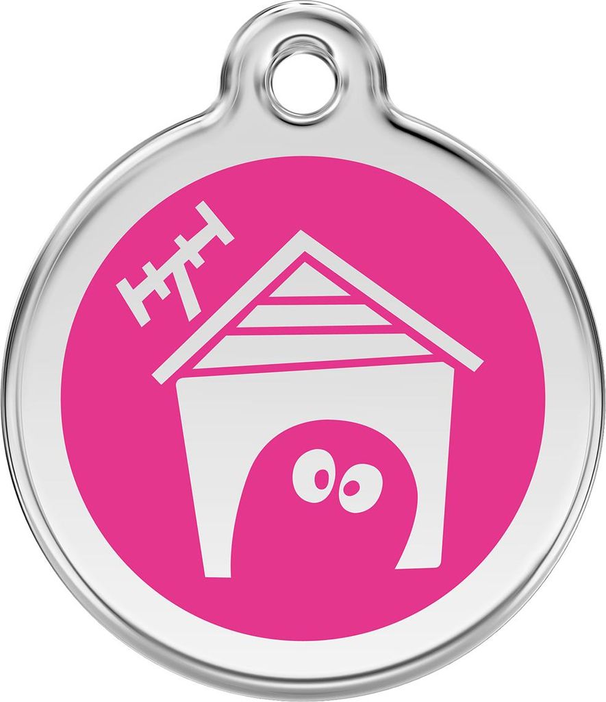 RedDingo Hundemarke mit individueller Gravur Hundehütte hot pink, Größe: L