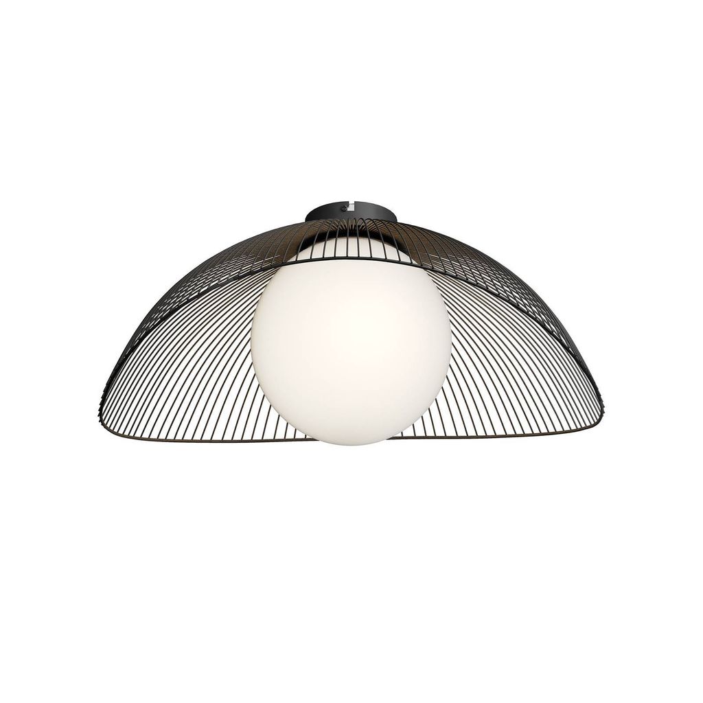 Lindby Deckenlampe Fabronia, schwarz/weiß, Glas, Kugel, E27