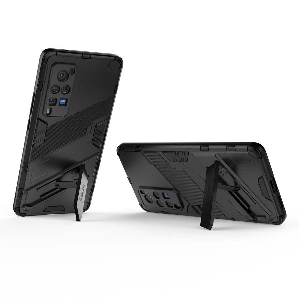 Cover Per Vivo Y16 TEYYOS - Custodia Ibrida TPU/PC Con Supporto A 360° E Anello Magnetico, Antiurto Nera - 5